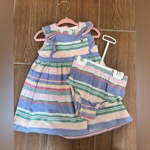 2pc Ralph Lauren Multi-Striped Cotton Dress , Size 24 months